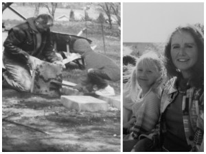 a collage of black and white photos of me with my mom and dad as a kid 
