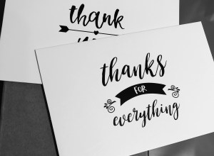 a black and white photo of thank you cards 