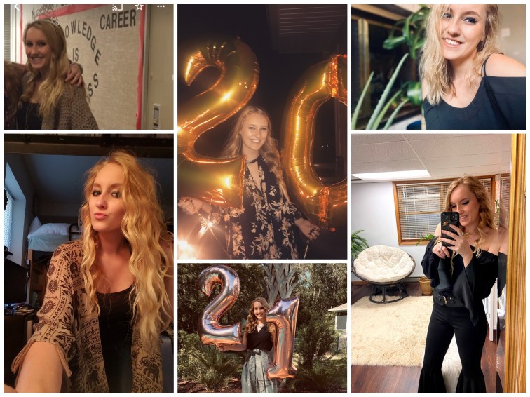 A collage of 6 photos of me going back 6 years of me on my birthday