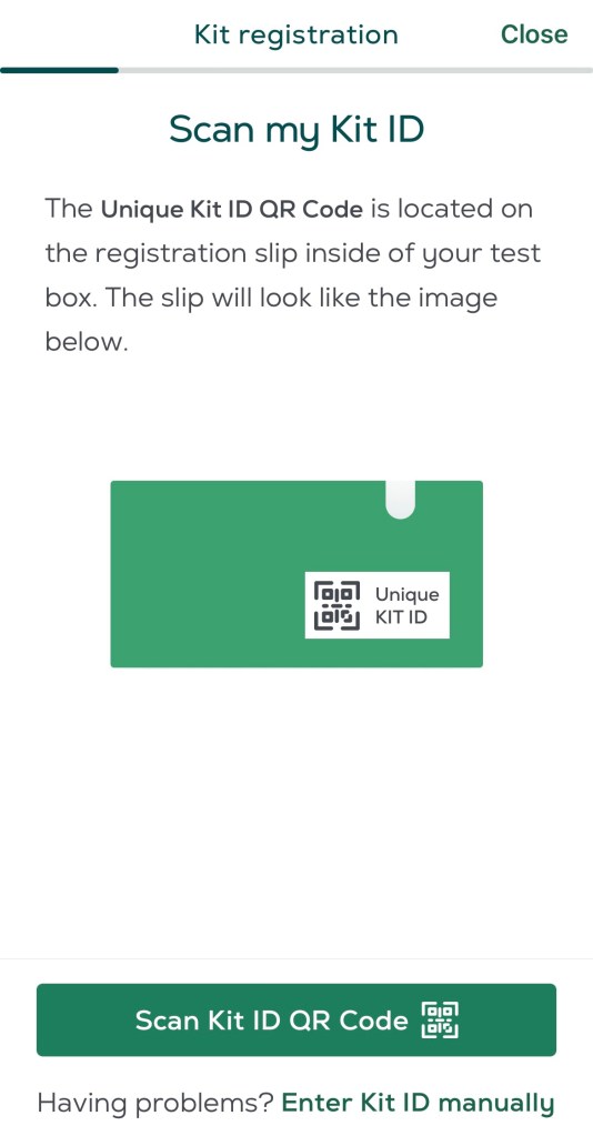 kit registration in the app has instructions for scanning the QR code that came with your kit and an option to input in manually